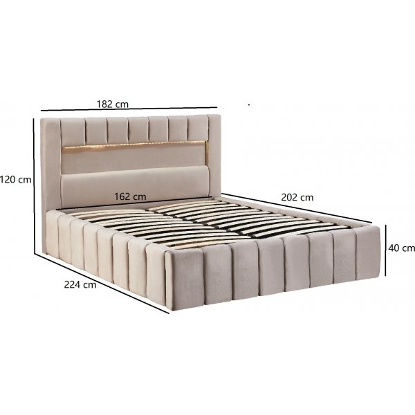 S�ngynrunko LED-valaistuksella 160 x 200 cm