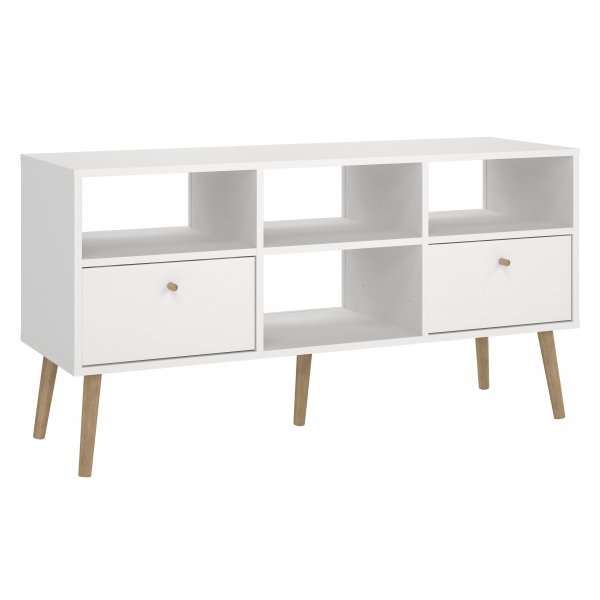 Bodo TV-kaappi, jossa 2 laatikkoa - Valkoinen