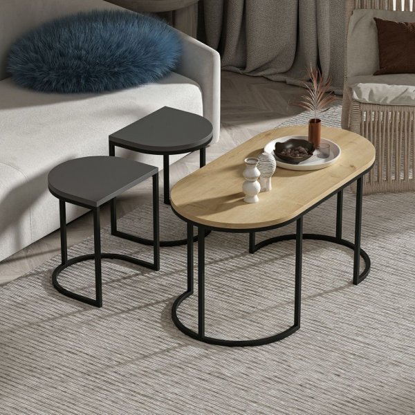 Dena-pöytä 35/90 x 30/45 cm - Tammi/antrasiitti Dena-pöytä 35/90 x 30/45 cm - Tammi/antrasiitti