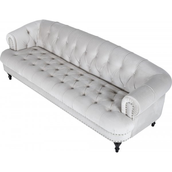 Sohva 3-istuttava chesterfield beige sametti Sohva 3-istuttava chesterfield beige sametti