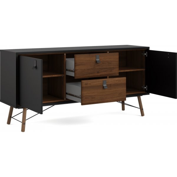 Ry senkki 2 ovella ja 2 laatikolla - Musta/pähkinä Ry senkki 2 ovella ja 2 laatikolla - Musta/pähkinä