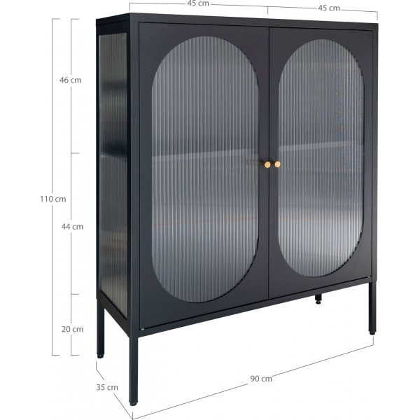 Adelaiden lasikaappi 90x110 cm - Musta