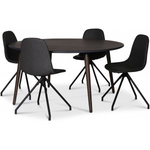 Omni-ruokailuryhmä, pyöreä ruokapöytä Ø130 cm sis. 4 kpl Bridge kääntyviä tuoleja - Savunvärinen tammi + 3.00 x Huonekalujen jalat Omni-ruokailuryhmä, pyöreä ruokapöytä Ø130 cm sis. 4 kpl Bridge kääntyviä tuoleja - Savunvärinen tammi + 3.00 x Huonekalujen jalat