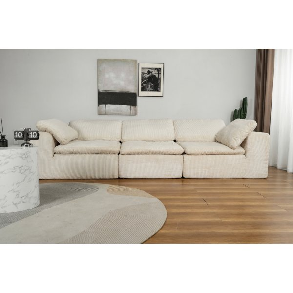 Modulaarinen sohva 320 cm beige samettia - Vera