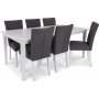Sandhamn Food Group; Pyt 180x95 cm ja 6 Crocket-tuolia - Valkoinen/harmaa + 6.00 x Lautasliinarenkaat