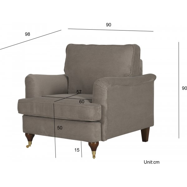 Howard Watford Deluxe -nojatuoli - vaaleanruskea vakosametti Howard Watford Deluxe -nojatuoli - vaaleanruskea vakosametti