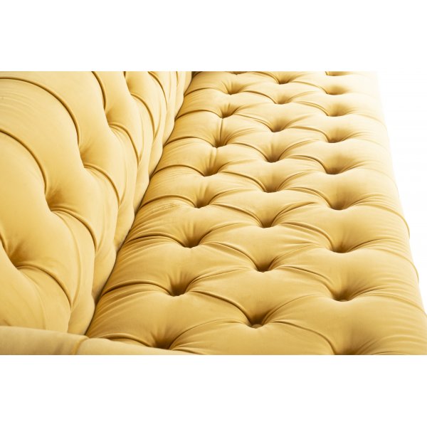 Kolmen istuttava Oxford deluxe chesterfield - Leijonankeltainen (sametti)