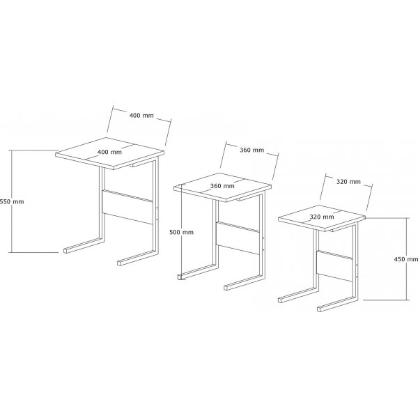 Sali pöytä 32/36/40 x 32/36/40 cm - Musta/harmaa Sali pöytä 32/36/40 x 32/36/40 cm - Musta/harmaa