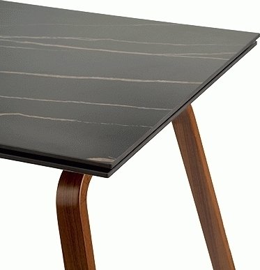 Lozano ruokapöytä 140-200 x 82 cm - Musta marmori/pähkinä Lozano ruokapöytä 140-200 x 82 cm - Musta marmori/pähkinä