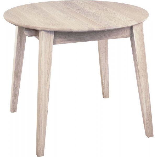 Jatkettava ruokapyt 90-130x90 cm, valkoiseksi maalattu tammi
