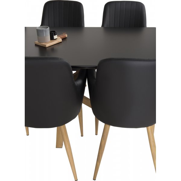 Piazza ruokapöytä 180 x 90 cm - Musta/tammi look Piazza ruokapöytä 180 x 90 cm - Musta/tammi look