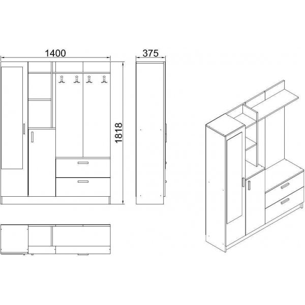 Wisdom-aulakalusteet - mänty/valkoinen Wisdom-aulakalusteet - mänty/valkoinen