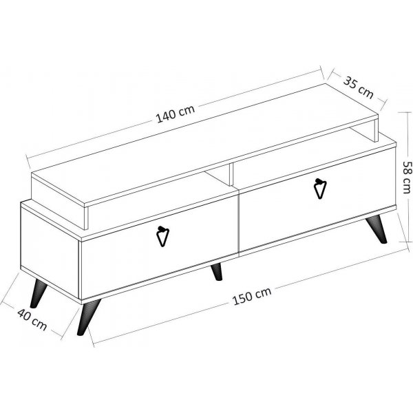 Beril-mediapenkki - p�hkin�/valkoinen