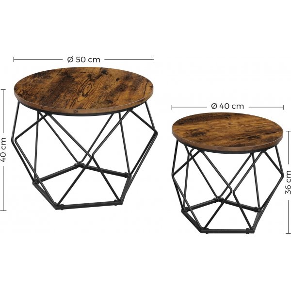 Didrik sohvapöytä, 2 kpl, Ø40/50 cm - Ruskea/musta Didrik sohvapöytä, 2 kpl, Ø40/50 cm - Ruskea/musta