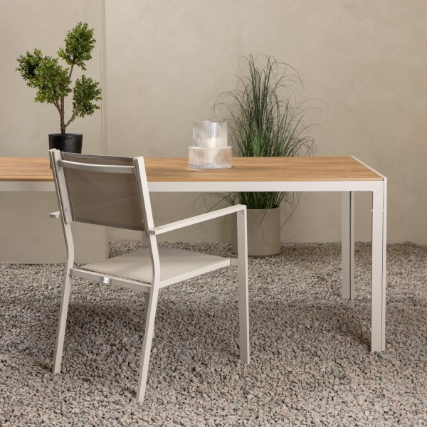 Ulkopöytä 205 x 90 cm beige / tiikkijäljitelmä - Copacabana Ulkopöytä 205 x 90 cm beige / tiikkijäljitelmä - Copacabana