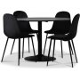 Seat-ruokailuryhm, ruokapyt + 4kpl Carisma-samettituolia - Musta/Musta