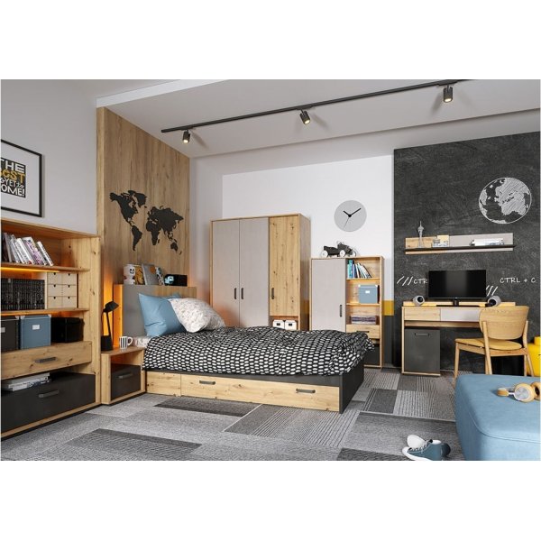 Qubic ypyt - Artisan tammi/harmaa/musta