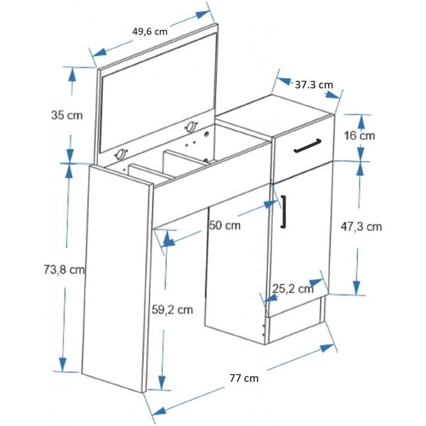 Inci peilipöytä 77 x 37,3 cm - Mänty/valkoinen Inci peilipöytä 77 x 37,3 cm - Mänty/valkoinen