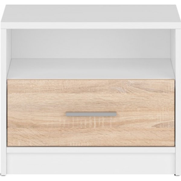 Nepo Plus yöpöytä - Valkoinen/vaalea tammi Nepo Plus yöpöytä - Valkoinen/vaalea tammi