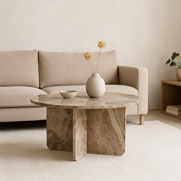 Level pyre marmorinen sohvapyt 85 cm - Harmaanbeige
