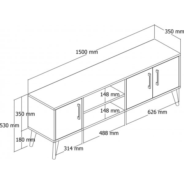 Exxen mediapenkki 150 cm - Tammi/valkoinen Exxen mediapenkki 150 cm - Tammi/valkoinen