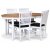Fårö ruokaryhmä; ruokapöytä 160/210x90 cm - Valkoinen/öljytty tammi ja 4 Fårö-tuolia mustalla PU-istuimella