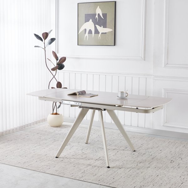 Saturnus-ruokapöytä, jatkettava 120-180 cm - beige travertiini Saturnus-ruokapöytä, jatkettava 120-180 cm - beige travertiini
