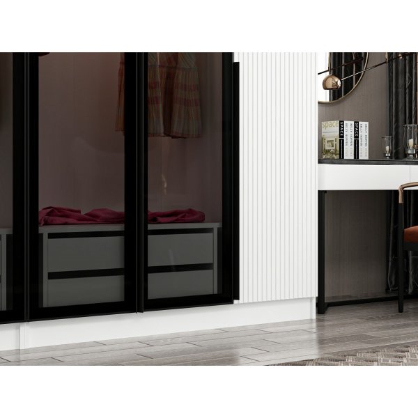 Cikani vaatekaappi peiliovilla 225x52x210 cm - Valkoinen