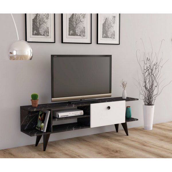 Idil-mediapenkki - Musta marmori/valkoinen Idil-mediapenkki - Musta marmori/valkoinen