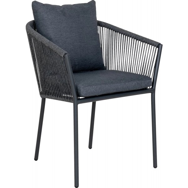 Cleveland ulkona ruokailuryhmä; 4 tuolia pyöreällä pöydällä - harmaa/musta/tiikki Cleveland ulkona ruokailuryhmä; 4 tuolia pyöreällä pöydällä - harmaa/musta/tiikki