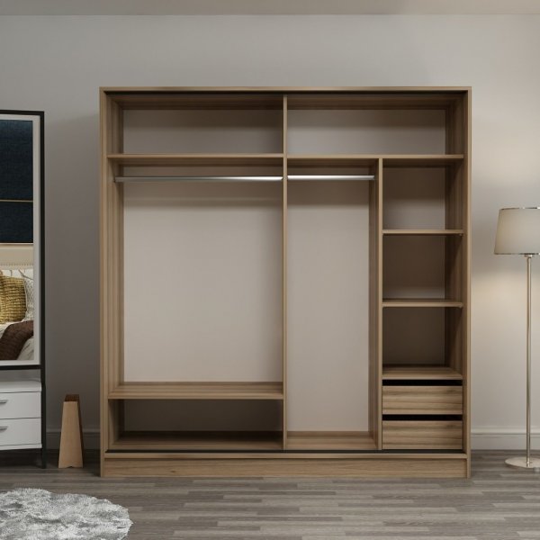 Kapusta vaatekaappi peiliovella, 220x52x210 cm - Ruskea/musta