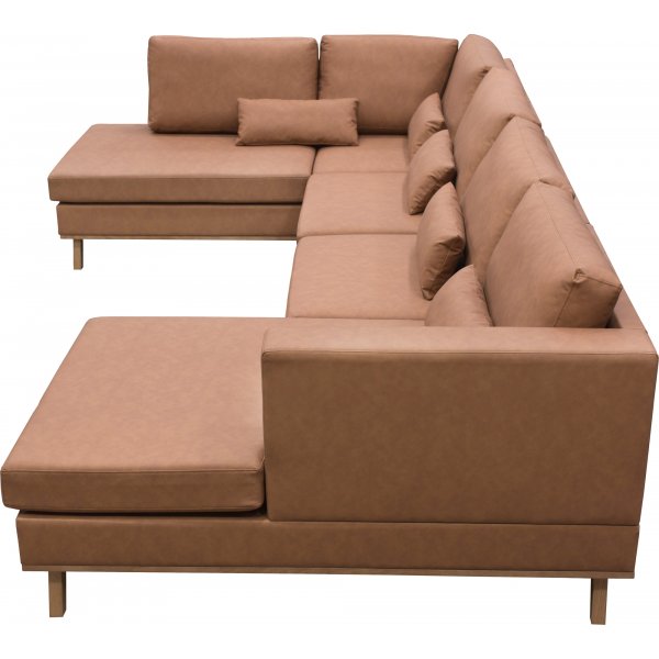 Ranger U-sohva, vasen avoin pty - Konjakinvrinen nahka