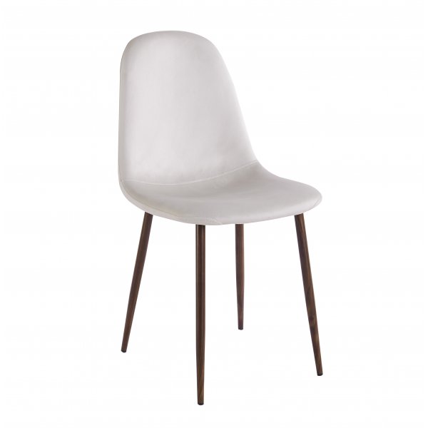 Olmo-ruokapöytä Ø 90 cm pähkinäpuuta/mustaa, ja 4 Alfred-ruokatuolia beigenvärisestä samettista ja pähkinäpuun jaloista Olmo-ruokapöytä Ø 90 cm pähkinäpuuta/mustaa, ja 4 Alfred-ruokatuolia beigenvärisestä samettista ja pähkinäpuun jaloista