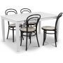 Mellby ruokailuryhm 140 cm pyt ja 4 mustaa Thonet No14 tuolia - valkoinen/musta