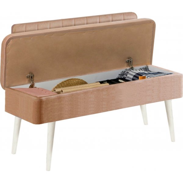 Vina penkki selkänojalla - Valkoinen/kivi Vina penkki selkänojalla - Valkoinen/kivi