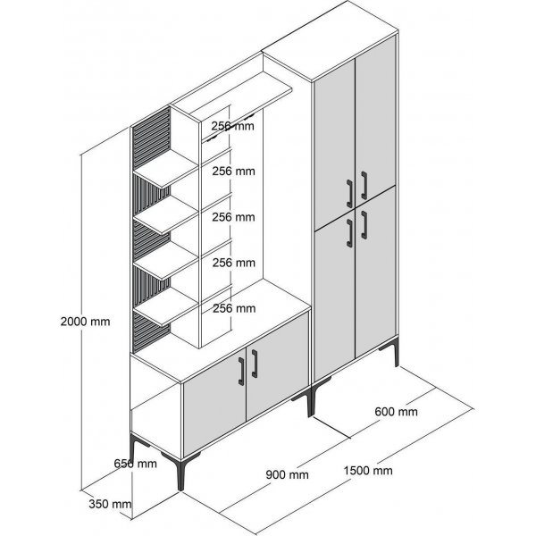 Viyana aulakalusteet 150 cm - Pähkinä/valkoinen Viyana aulakalusteet 150 cm - Pähkinä/valkoinen