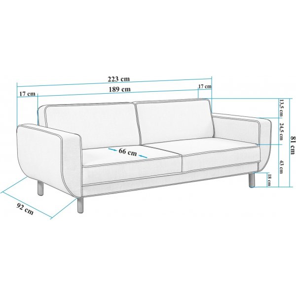 Berjer 3-istuttava vuodesohva - harmaa/pähkinä Berjer 3-istuttava vuodesohva - harmaa/pähkinä