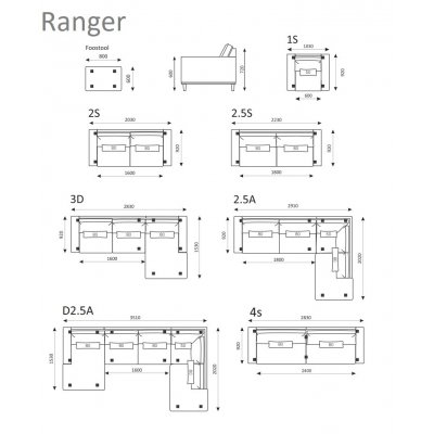 Ranger-sohva, avoin pty vasemmalla - Konjakki nahka