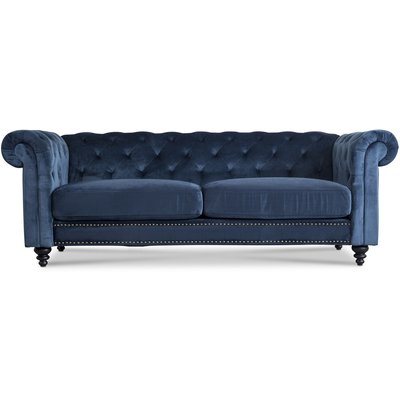 Kolmen istuttava Chesterfield Royal -sohva - Tummansininen sametti