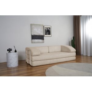 Lincoln 3-istuttava vuodesohva beige vakosametti Lincoln 3-istuttava vuodesohva beige vakosametti