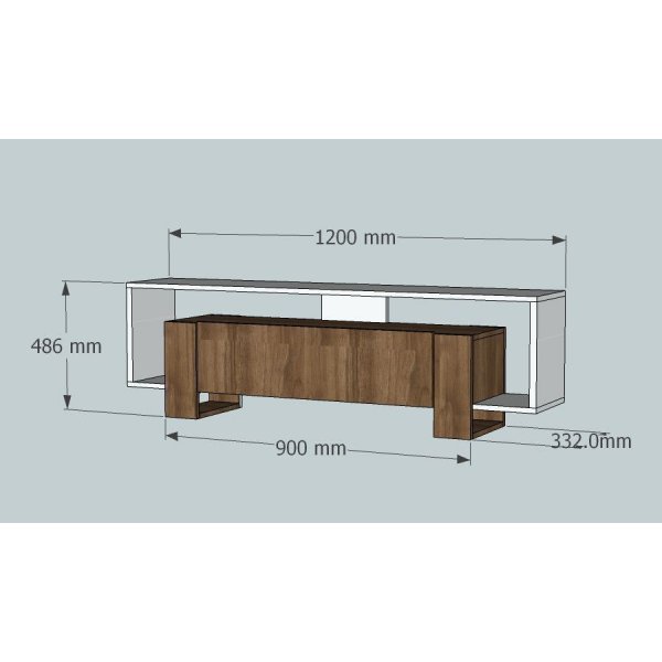 Mery mediapenkki - Valkoinen/pähkinä Mery mediapenkki - Valkoinen/pähkinä