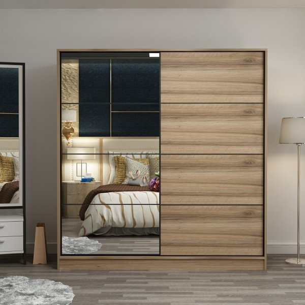 Kapusta vaatekaappi peiliovella, 180 cm - Ruskea Kapusta vaatekaappi peiliovella, 180 cm - Ruskea