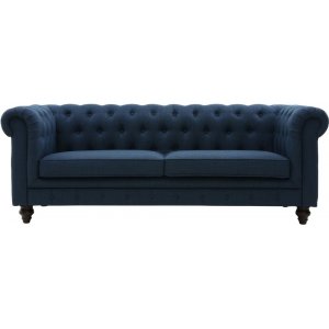 Herron tummansininen chesterfield sohva 3-istuttava