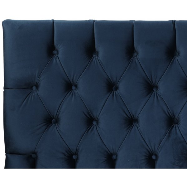 Presleysängynpääty napeilla (Sininen sametti) - Valinnainen leveys Presleysängynpääty napeilla (Sininen sametti) - Valinnainen leveys