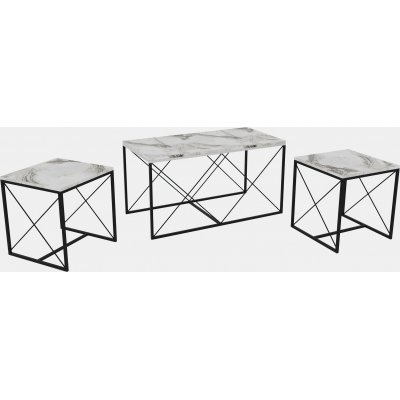 Ravina sohvapyt 45/100 x 45/50 cm - Valkoinen marmori/musta