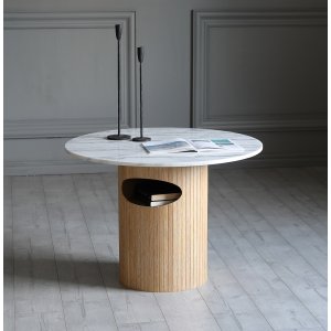 Arto pyöreä sohvapöydän korkeus 60 cm - Whitewash / Valkoinen marmori Arto pyöreä sohvapöydän korkeus 60 cm - Whitewash / Valkoinen marmori
