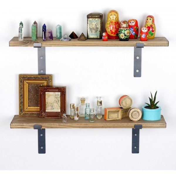 Lamba seinähylly 6 - Musta/pähkinä Lamba seinähylly 6 - Musta/pähkinä