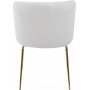 Ruokailuryhm Lanzo 120 cm, beige marmori, 4 tuolia buklee-puvussa ja messinkijalat