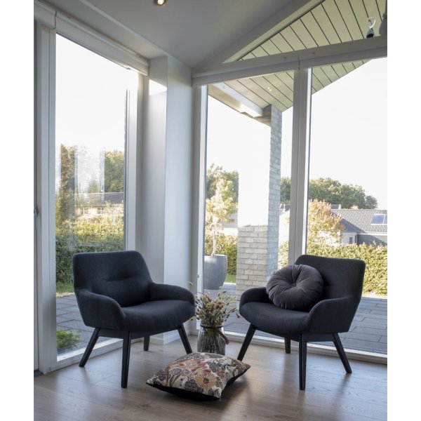 Lontoon nojatuoli - tummanharmaa/musta