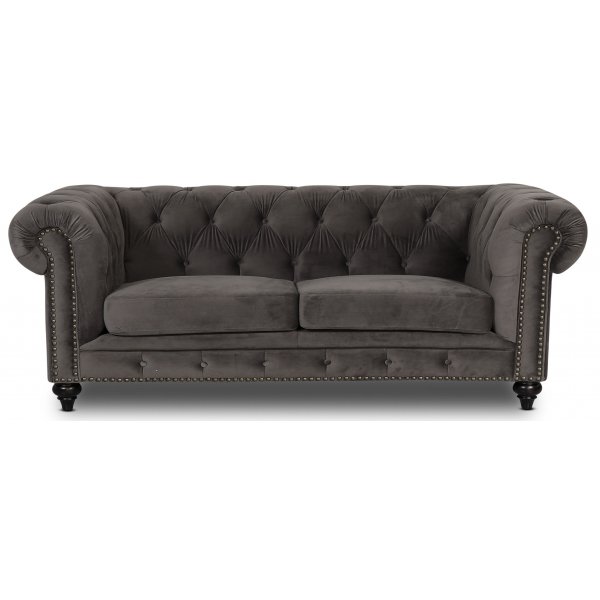Chesterfield Montgomery 3 istuttava sohva - harmaa sametti